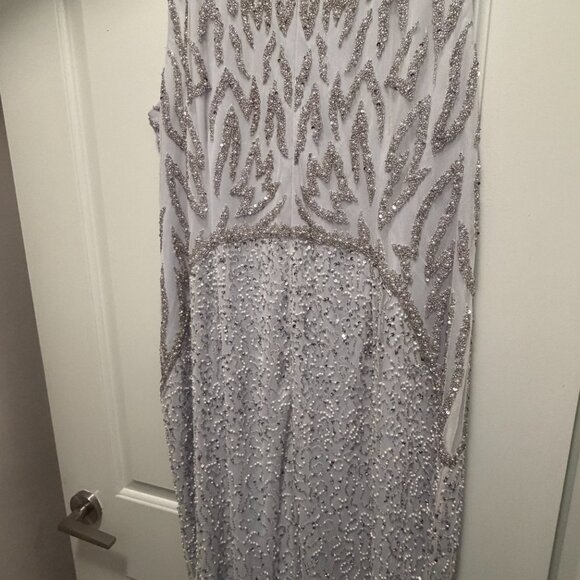 Never Worn! Adrianna Papell Baby Blue Beaded Drop Waist Dress - 18W - Picture 3 of 7